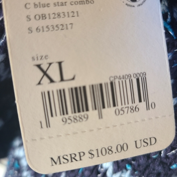 Free People NWT Starlight Blue Striped Cotton Blend  Heavy Knit Sweater - Picture 13 of 14